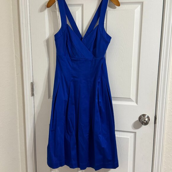 Calvin Klein Dresses & Skirts - Calvin Klein Royal Blue Cross Back Pleated Fit & Flare Dress Size 12
